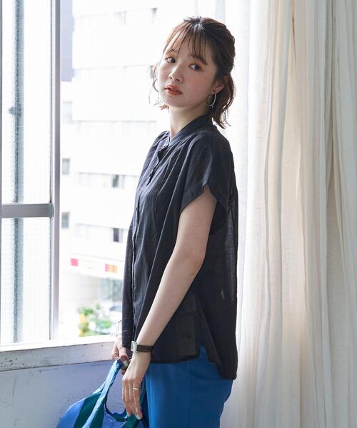 coen（コーエン）の「【WEB限定】コットンボイルショートスリーブバンドカラーブラウス#（シャツ/ブラウス・レディース・ベージュ/モカ/ブラック・FREE）」の15枚目の写真