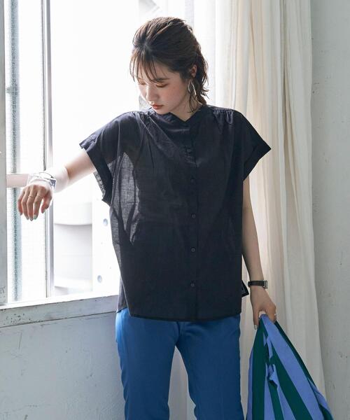 coen（コーエン）の「【WEB限定】コットンボイルショートスリーブバンドカラーブラウス#（シャツ/ブラウス・レディース・ベージュ/モカ/ブラック・FREE）」の14枚目の写真