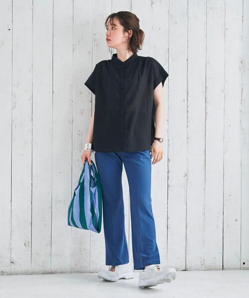 coen（コーエン）の「【WEB限定】コットンボイルショートスリーブバンドカラーブラウス#（シャツ/ブラウス・レディース・ベージュ/モカ/ブラック・FREE）」の12枚目の写真