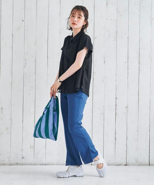 coen（コーエン）の「【WEB限定】コットンボイルショートスリーブバンドカラーブラウス#（シャツ/ブラウス・レディース・ベージュ/モカ/ブラック・FREE）」の11枚目の写真