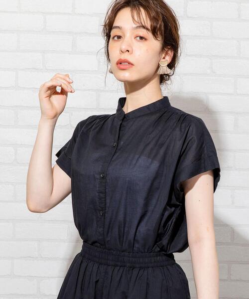 coen（コーエン）の「【WEB限定】コットンボイルショートスリーブバンドカラーブラウス#（シャツ/ブラウス・レディース・ベージュ/モカ/ブラック・FREE）」の10枚目の写真