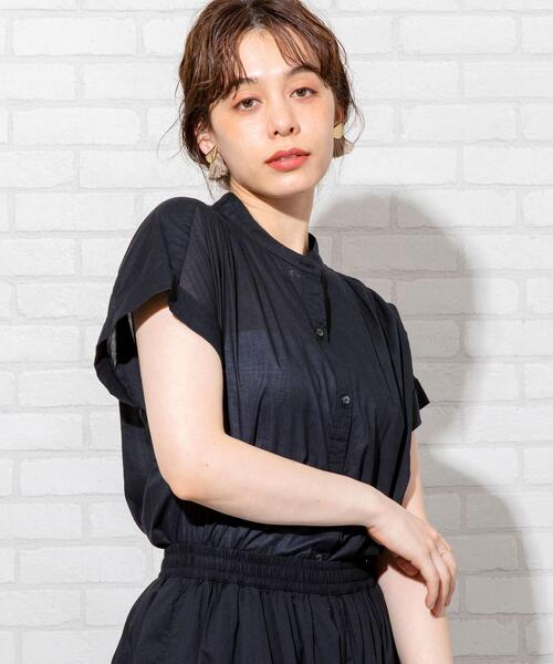 coen（コーエン）の「【WEB限定】コットンボイルショートスリーブバンドカラーブラウス#（シャツ/ブラウス・レディース・ベージュ/モカ/ブラック・FREE）」の20枚目の写真