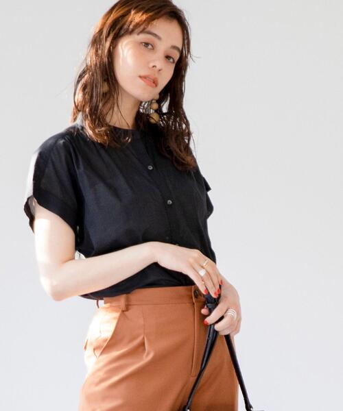 coen（コーエン）の「【WEB限定】コットンボイルショートスリーブバンドカラーブラウス#（シャツ/ブラウス・レディース・ベージュ/モカ/ブラック・FREE）」の17枚目の写真