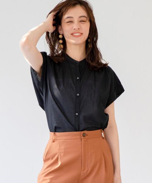 coen（コーエン）の「【WEB限定】コットンボイルショートスリーブバンドカラーブラウス#（シャツ/ブラウス・レディース・ベージュ/モカ/ブラック・FREE）」の16枚目の写真