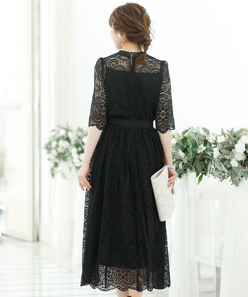 PourVous（プールヴー）の「七分袖&ロングワンピースドレス幾何学模様