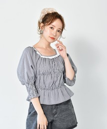 ems excite | シャーリングロングカフスブラウス(シャツ/ブラウス)