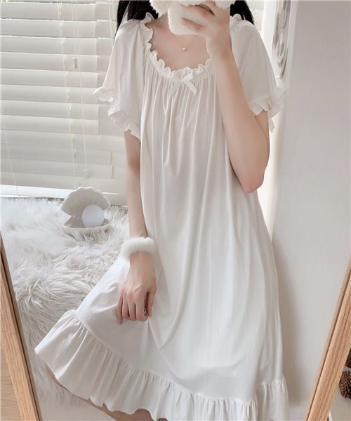 襟リボンミニワンピースルームウェア ルームウェア パジャマ Free スタイリスト のファッション Free Stylists フリー