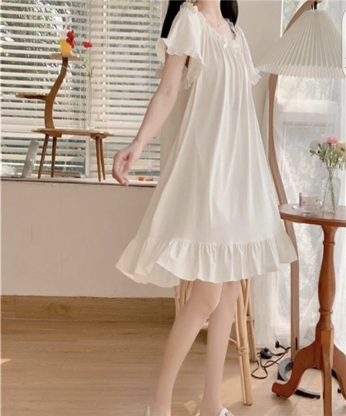 襟リボンミニワンピースルームウェア ルームウェア パジャマ Free スタイリスト のファッション Free Stylists フリー