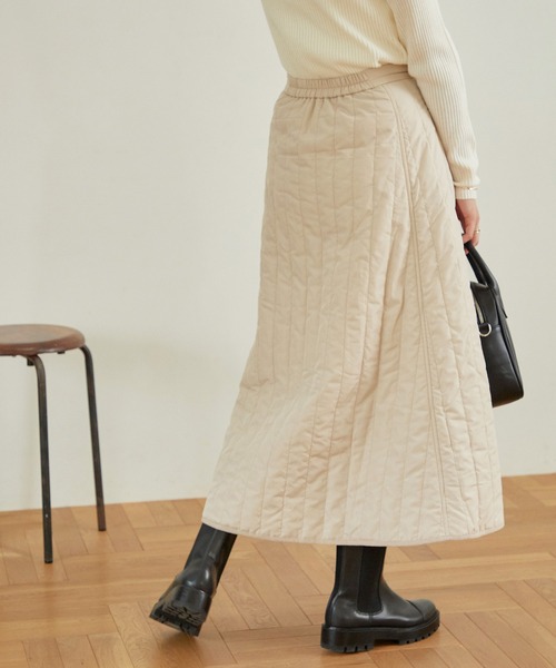 forksy.（フォルクシー）の「【forksy.】キルティングフレアスカート（スカート・レディース・ブラック/カーキ/アイボリー・FREE）」の9枚目の写真