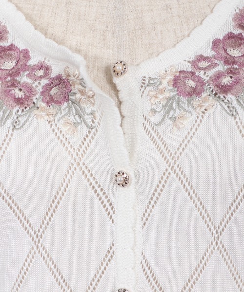 axes femme(アクシーズファム)の「花刺繍半袖ニットカーディガン(カーディガン/ボレロ・レディース・キナリ/ピンク/ブルー・MEDIUM)」の9枚目の写真
