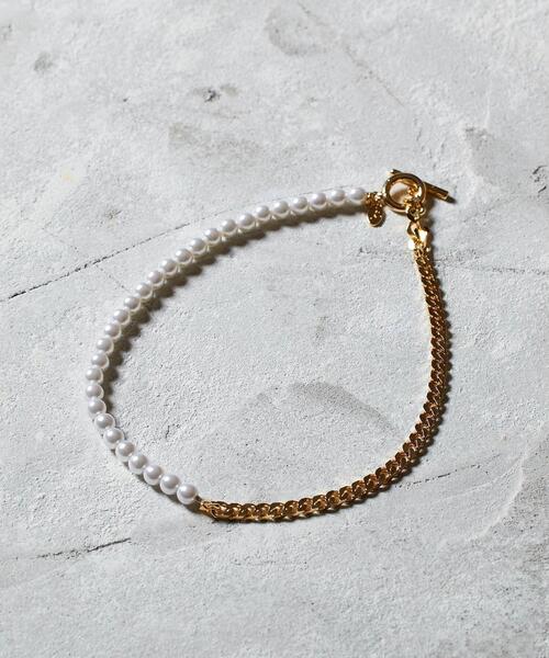 tk.TAKEO KIKUCHI(ティーケータケオキクチ)の「◆パール調チェーンコンビネックレス(ネックレス・メンズ・シルバー/ゴールド・00)」の1枚目の写真