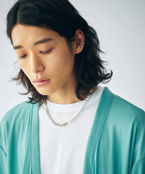 tk.TAKEO KIKUCHI(ティーケータケオキクチ)の「◆パール調チェーンコンビネックレス(ネックレス・メンズ・シルバー/ゴールド・00)」の6枚目の写真