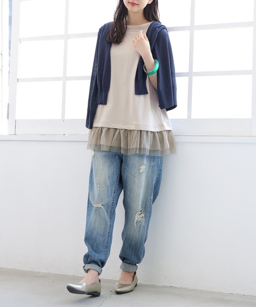 osharewalker(オシャレウォーカー)の「【廃盤】『裾チュールドッキングタンクトップ』(タンクトップ・レディース・ライトグレー/ブラック・1/2)」の17枚目の写真