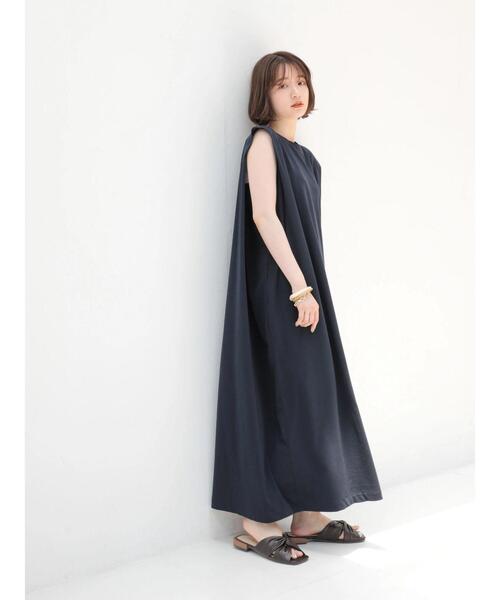 セール】ショルダータックノースリーブカットワンピース