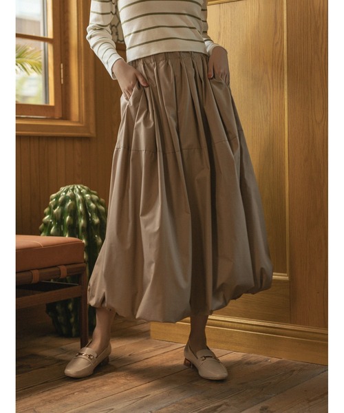 fifth calin(フィフスカラン)の「ウエストゴムバルーンスカート(スカート・レディース・ブラック/ベージュ・MEDIUM)」の1枚目の写真