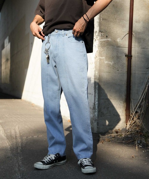 UNCORD(アンコード)の「【UNCORD】センターシームストレートデニムパンツ(デニムパンツ・メンズ・サックスブルー/ブラック/グレー/アイボリー/ブルー/ネイビー・MEDIUM/LARGE/X-LARGE)」の5枚目の写真