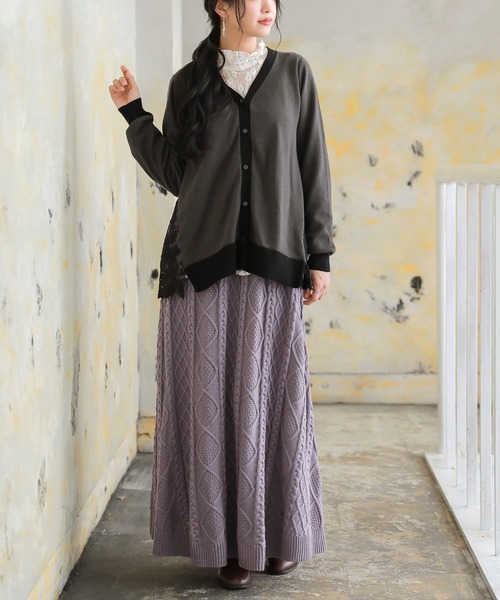 osharewalker（オシャレウォーカー）の「【廃盤】『バックレース切替ニットカーディガン』（カーディガン/ボレロ・レディース・ベージュ/チャコール・1/2）」の13枚目の写真