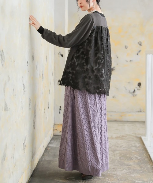 osharewalker（オシャレウォーカー）の「【廃盤】『バックレース切替ニットカーディガン』（カーディガン/ボレロ・レディース・ベージュ/チャコール・1/2）」の19枚目の写真