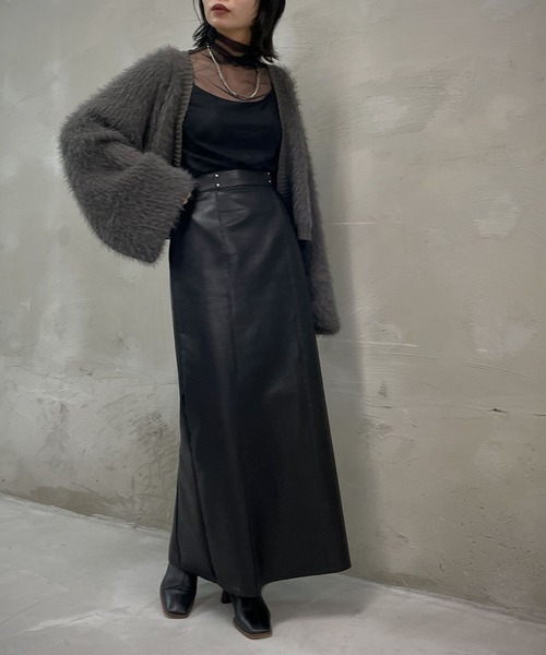 &g'aime（アンジェム）の「【&g’aime】レザータイトロングスカート（スカート・レディース・ブラック/モカ・FREE）」の2枚目の写真