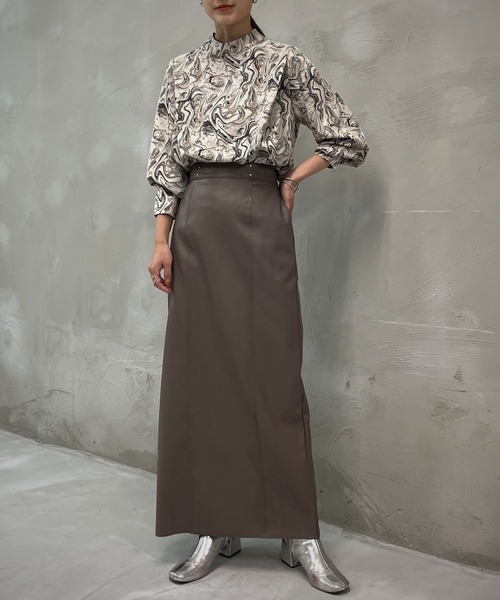 &g'aime（アンジェム）の「【&g’aime】レザータイトロングスカート（スカート・レディース・ブラック/モカ・FREE）」の10枚目の写真