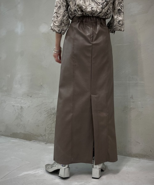&g'aime（アンジェム）の「【&g’aime】レザータイトロングスカート（スカート・レディース・ブラック/モカ・FREE）」の22枚目の写真