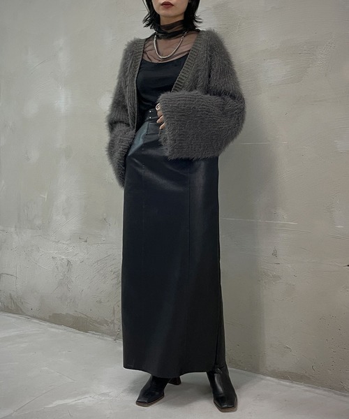 &g'aime（アンジェム）の「【&g’aime】レザータイトロングスカート（スカート・レディース・ブラック/モカ・FREE）」の6枚目の写真