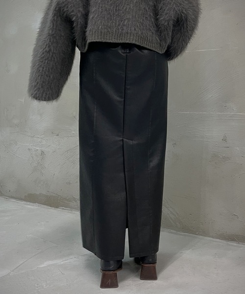 &g'aime（アンジェム）の「【&g’aime】レザータイトロングスカート（スカート・レディース・ブラック/モカ・FREE）」の4枚目の写真