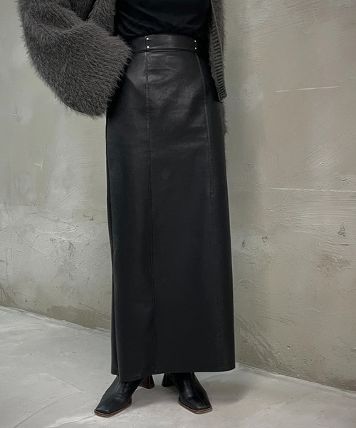 &g'aime（アンジェム）の「【&g’aime】レザータイトロングスカート（スカート・レディース・ブラック/モカ・FREE）」の11枚目の写真