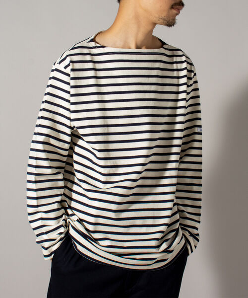 GLOSTER（グロスター）の「【GLOSTER/グロスター】バスクシャツ 21AW（Tシャツ/カットソー・メンズ・キナリ/ホワイト系その他/ホワイト系その他2/ブラウン系その他/ネイビー/ブルー系その他/エメラルドブルー/パープル・SMALL/MEDIUM/LARGE/X-LARGE）」の2枚目の写真