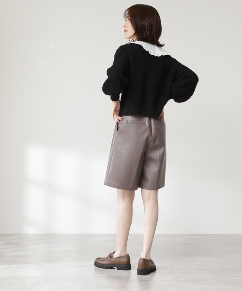 N.（N. Natural Beauty Basic）（エヌエヌナチュラルビューティーベーシック）の「◆襟付ケーブルカーディガン（カーディガン/ボレロ・レディース・ブラック/ベージュ・MEDIUM）」の6枚目の写真