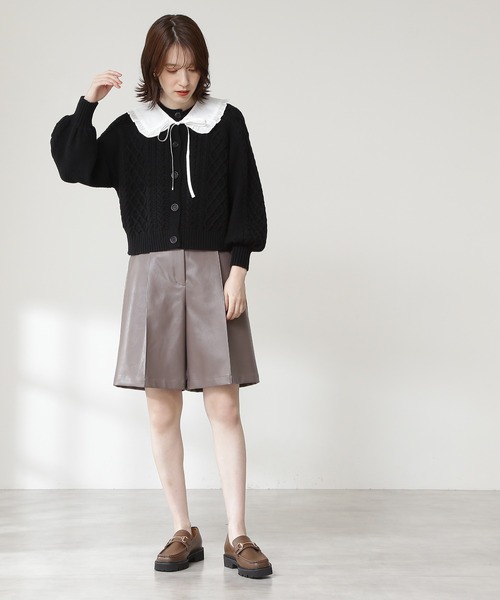 N.（N. Natural Beauty Basic）（エヌエヌナチュラルビューティーベーシック）の「◆襟付ケーブルカーディガン（カーディガン/ボレロ・レディース・ブラック/ベージュ・MEDIUM）」の11枚目の写真