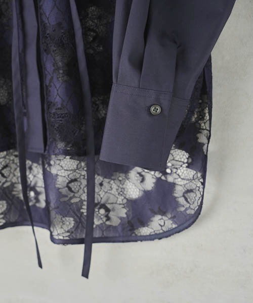 lautreamont BLEUBLANC（ロートレアモンブルーブラン）の「<lautreamont BLEUBLANC>ラグランスリーブレースシャツ≪洗濯機で洗える≫（シャツ/ブラウス・レディース・ネイビー/イエロー・11号/9号）」の5枚目の写真