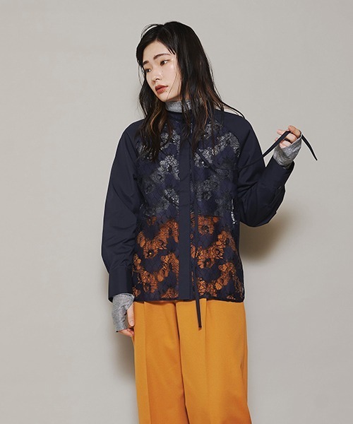 lautreamont BLEUBLANC（ロートレアモンブルーブラン）の「<lautreamont BLEUBLANC>ラグランスリーブレースシャツ≪洗濯機で洗える≫（シャツ/ブラウス・レディース・ネイビー/イエロー・11号/9号）」の21枚目の写真