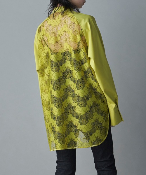 lautreamont BLEUBLANC（ロートレアモンブルーブラン）の「<lautreamont BLEUBLANC>ラグランスリーブレースシャツ≪洗濯機で洗える≫（シャツ/ブラウス・レディース・ネイビー/イエロー・11号/9号）」の6枚目の写真