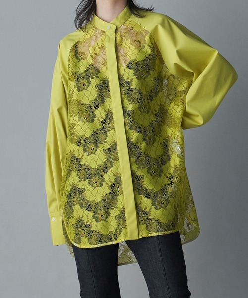 lautreamont BLEUBLANC（ロートレアモンブルーブラン）の「<lautreamont BLEUBLANC>ラグランスリーブレースシャツ≪洗濯機で洗える≫（シャツ/ブラウス・レディース・ネイビー/イエロー・11号/9号）」の17枚目の写真