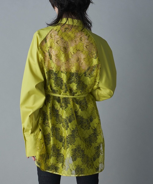 lautreamont BLEUBLANC（ロートレアモンブルーブラン）の「<lautreamont BLEUBLANC>ラグランスリーブレースシャツ≪洗濯機で洗える≫（シャツ/ブラウス・レディース・ネイビー/イエロー・11号/9号）」の3枚目の写真