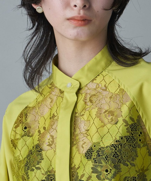 lautreamont BLEUBLANC（ロートレアモンブルーブラン）の「<lautreamont BLEUBLANC>ラグランスリーブレースシャツ≪洗濯機で洗える≫（シャツ/ブラウス・レディース・ネイビー/イエロー・11号/9号）」の16枚目の写真