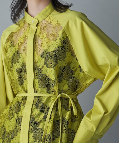 lautreamont BLEUBLANC（ロートレアモンブルーブラン）の「<lautreamont BLEUBLANC>ラグランスリーブレースシャツ≪洗濯機で洗える≫（シャツ/ブラウス・レディース・ネイビー/イエロー・11号/9号）」の12枚目の写真