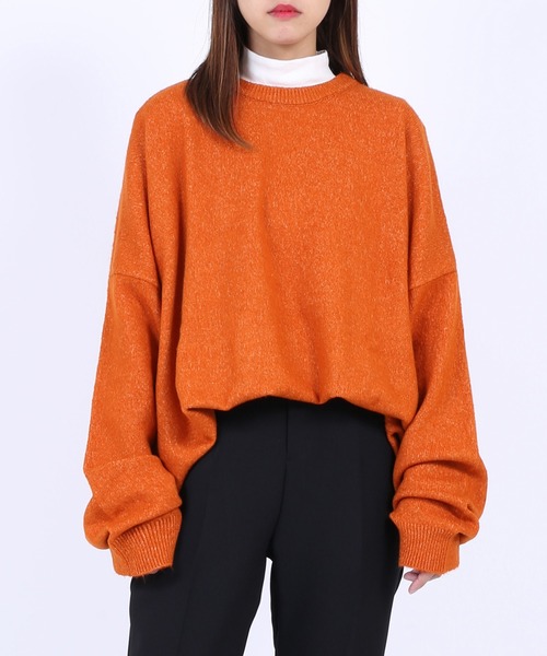 新品❤️archivio クルーネックセーター オレンジ セール】 【洗える】ピュアカシミヤ ドルマンスリーブ ニット （ニット