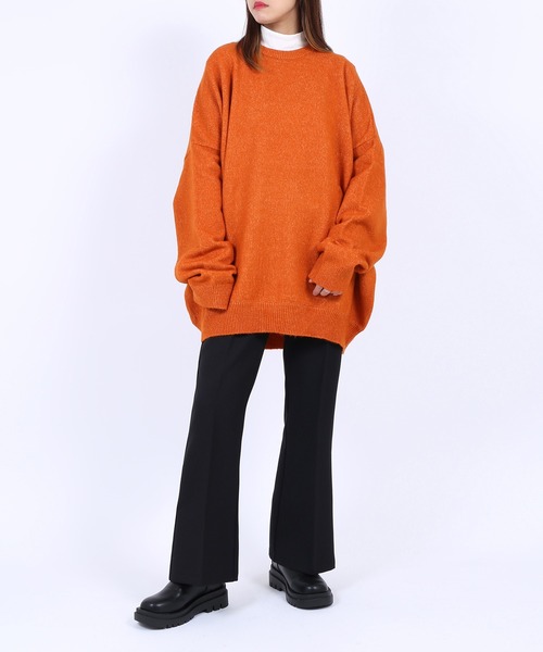 新品❤️archivio クルーネックセーター オレンジ セール】 【洗える】ピュアカシミヤ ドルマンスリーブ ニット （ニット