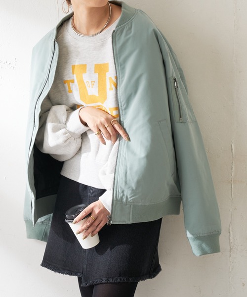 DISCOAT(ディスコート)の「カラーMA-1(MA-1・メンズ・ミント/ブラック/カーキ/ピンク/グレイッシュベージュ/サックスブルー・LARGE/MEDIUM/X-LARGE)」の5枚目の写真