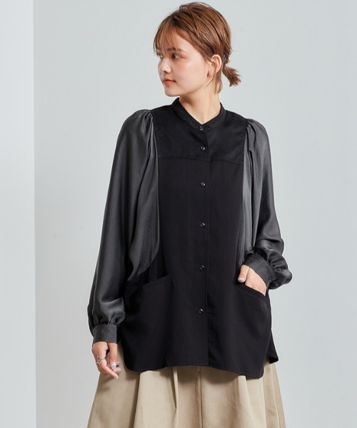 cepo（セポ）の「ミリタリーブロッキングブラウス（シャツ/ブラウス・レディース・ブラック/カーキ/オレンジ・M）」の2枚目の写真