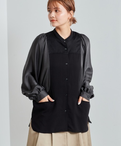 cepo（セポ）の「ミリタリーブロッキングブラウス（シャツ/ブラウス・レディース・ブラック/カーキ/オレンジ・M）」の5枚目の写真