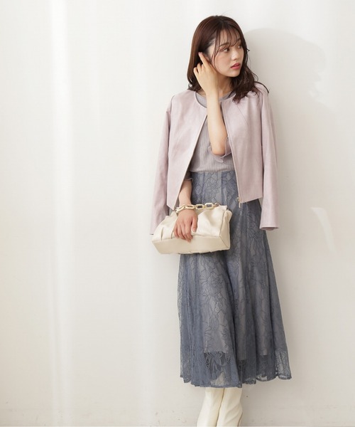 PROPORTION BODY DRESSING（プロポーションボディドレッシング）の「フェイクスエードノーカラーブルゾン/1211255903（テーラードジャケット・レディース・ブラウン/グレー・SMALL/MEDIUM）」の8枚目の写真