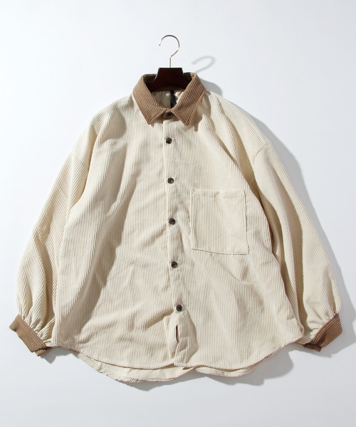 【セール】コーデュロイ袖ギャザー ビッグサイズシャツ（シャツ/ブラウス）｜THISIS（ディスイズ）