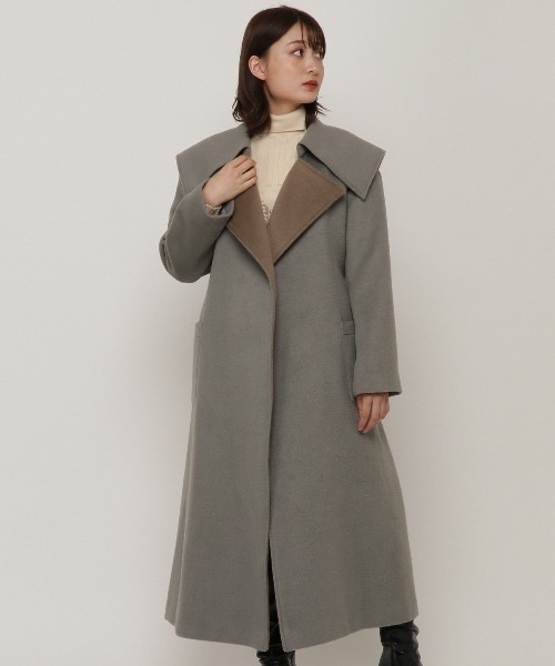 REDYAZEL（レディアゼル）の「襟配色ラップコート（ステンカラーコート・レディース・ブルー/カーキ/ベージュ・FREE）」の12枚目の写真