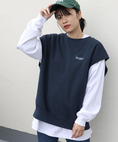 BEN DAVIS/WHITE LABEL（ベンデイビス ホワイトラベル）の「【BEN DAVIS(ベンデイビス)】SWEAT VEST / スウェットベスト（ベスト・メンズ・ネイビー/オフホワイト/イエロー/ブルー/グリーン/バーガンディー/チャコール・MEDIUM/LARGE）」の4枚目の写真