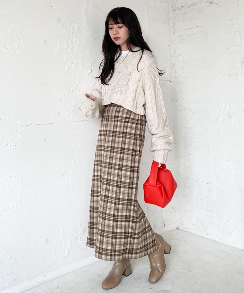 EPIMI E'PIMMY(エピミエピミー)の「チェックロングナロースカート(スカート・レディース・ブラック/ブラウン・MEDIUM)」の12枚目の写真