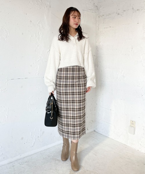 EPIMI E'PIMMY(エピミエピミー)の「チェックロングナロースカート(スカート・レディース・ブラック/ブラウン・MEDIUM)」の9枚目の写真