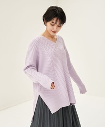 YECCA VECCA | ・Vネックケーブルニットチュニック＊(ニット/セーター)